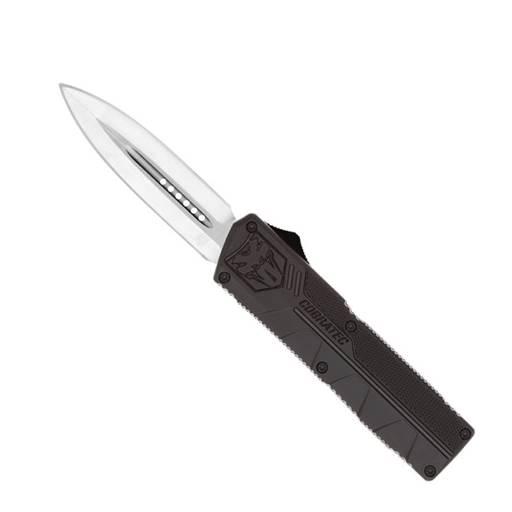 Cobra Tec Knives BCTLWDAGNS Lightweight Out The Front Switchblade Black Grip Satin Dagger Blade