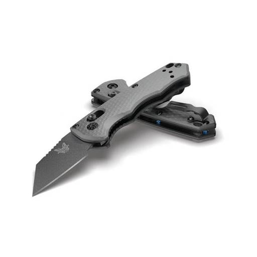 Benchmade 2950BK Partial Auto Immunity Crater Blue Grip Wharncliffe Gray Blade