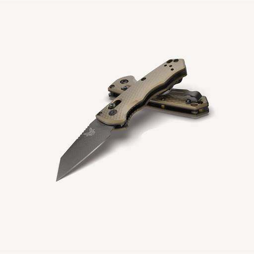 Benchmade 2950BK-1 Partial Auto Immunity Flat Dark Earth Scale Wharncliffe Gray Blade