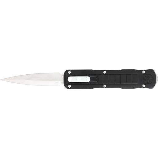 Cobra Tec Knives CTRPTBLKDAGNS Raptor Out The Front Switchblade Black Grip Satin Dagger Blade