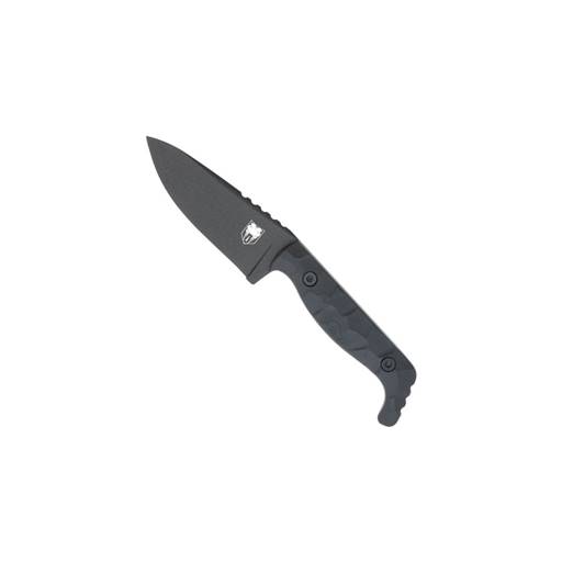 Cobra Tec Knives CTKPBLK Kingpin Fixed Black Handle Satin Drop Blade