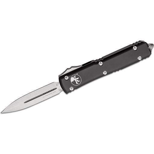 Microtech 122-10 Ultratech Double Edged Black Scale Stonewash Blade Out the Front Auto
