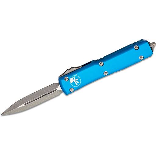 Microtech 122-10APBL Ultratech Double Edged Blue Scale Apocalyptic Blade Out the Front Auto