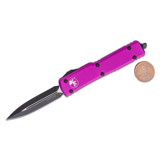 Microtech 147-1VI UTX-70 Double Edged Violet Scale Black Blade Out the Front Auto