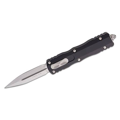 Microtech 225-10 Dirac Double Edged Black Scale Stonewash Blade Out the Front Auto