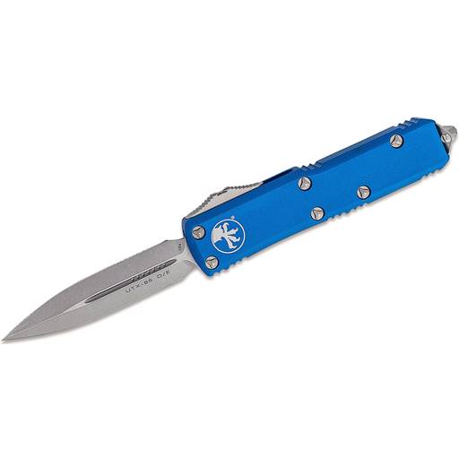 Microtech 232-10BL UTX-85 Double Edged Blue Scale Stonewashed Blade Out the Front Auto