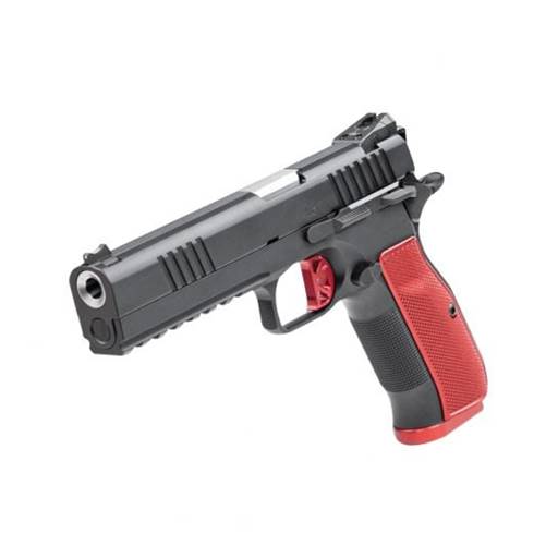 Dan Wesson Firearms 92001 DWX 9mm Black 5" Barrel 19 Rounds Red Aluminum Grips