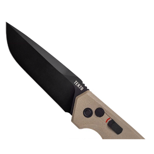 Tekto Knives A3R_G1DS_D2BK1_A1 A3 Delta Side Open Switchblade Desert Grip Black Drop Point Blade