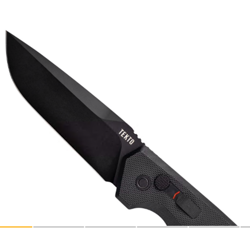 Tekto Knives A3R_G1BK_D2BK1_A1 A3 Delta Side Open Switchblade Black Grip Black Drop Point Blade