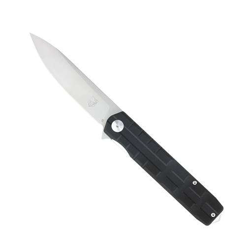 Cobra Tec Knives CTKUZIOBLKDNS Kuzio Flipper Black Grip Satin Drop Point Blade