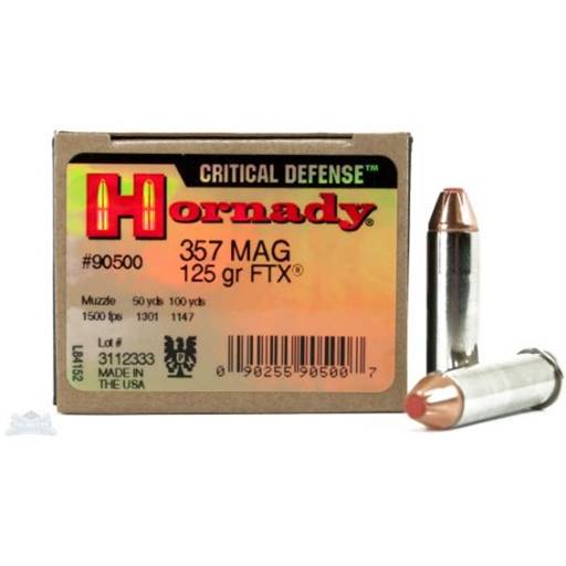 Hornady 90500 Critical Defense 357 Magnum 125 Grain FTX 25 Round Box