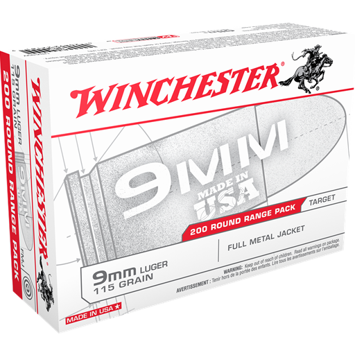Winchester USA9W USA White Box 9mm ACP 115 Grain Full Metal Jacket 200 Round Box