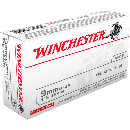 Winchester Q4172 White Box 9mm ACP 115 Grain Full Metal Jacket 50 Round Box