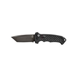 Gerber 30-001296N 06 Auto push button side folding auto knife black g10 scales black tanto blade