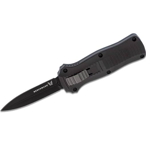 Benchmade 3350BK Mini Infidel Out the Front Switchblade Black Double Edge Blade Black Grip