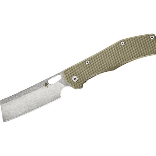 Gerber 30-001495 Flatiron Tan Handle Stonewash Cleaver Blade Flipper