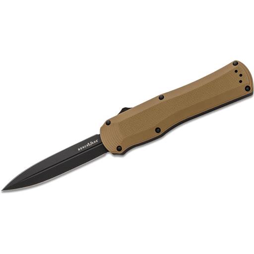 Benchmade 3400BK-2 Autocrat Out the Front Switchblade Coyote Brown Grip Black Double Sided Dagger Point