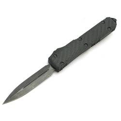 Microtech 122-16CFS Ultratech out the front auto knife signature series double edge daggerpoint damascus blade carbon fiber top scale