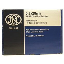 FN 10700019 5.7x28mm lead free 27gr high performance ammunition 500rds/bx