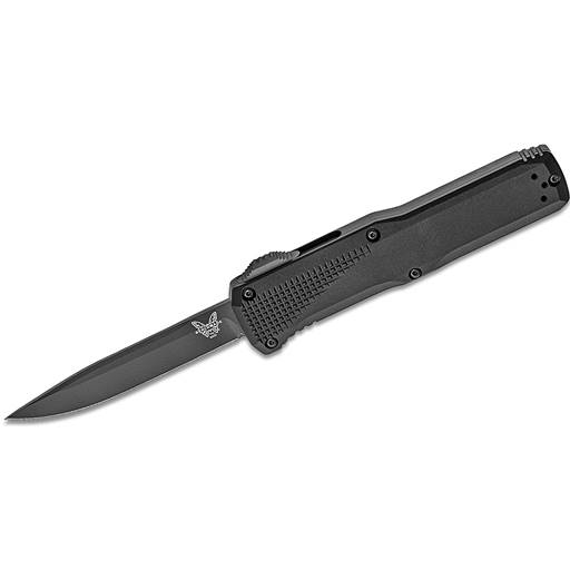 Benchmade 4600DLC Phaeton Out the Front Switchblade Black Grip Black Drop Point