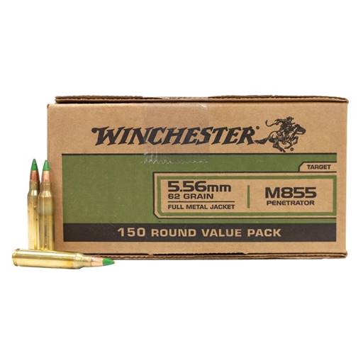 Winchester WM855150 M855 556 62 Grain Green Tip Full Metal Jacket 150 Round Box