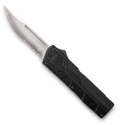 Cobra Tec Knives BCTLWDS Lightweight Black OTF (out the front)Serrated knife-Dbl Action