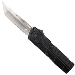 Cobra Tec Knives BCTLWTS LIGHTWEIGHT 3.25" BLACK TANTO SERRATED OTF KNIFE