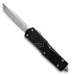 Cobra Tec Knives MBLKFS-XMTNS Medium FS-X Push Button Auto Black Handle Satin Tanto Blade