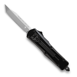 Cobra Tec Knives SBFS-3TNS Small FS-3 Push Button Auto Black Handle Satin Tanto Blade
