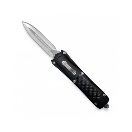 Cobra Tec Knives BLKKCDAGNS King Cobra Push Button Auto Black Handle Satin Dagger Blade