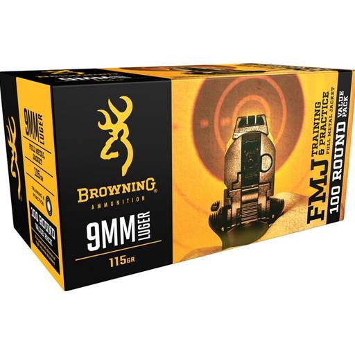 Winchester B191800094 Browning Training & Practice 9m 115 Grain Full Metal Jacket 100 Round Value Pack