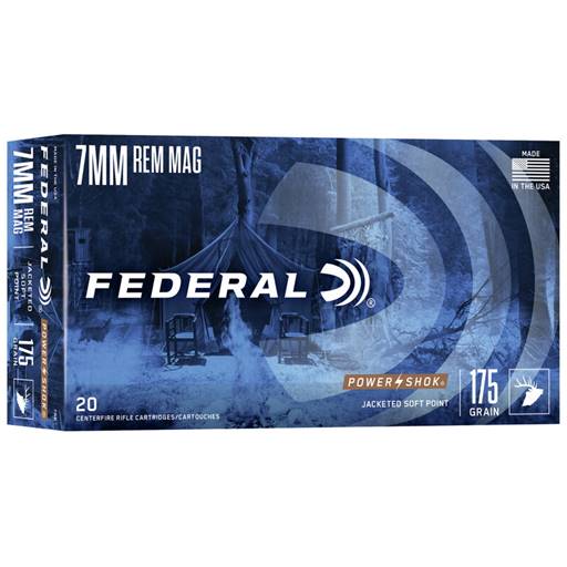 Federal Power-Shok 7mm Rem Mag 175 Grain Soft Point 20 Round Box 7RB