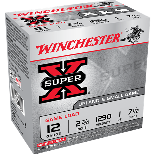 Winchester XU127 Super X Game Load 12 Gauge 2 3/4in 1 Oz 7.5 Shot 25 Round Box