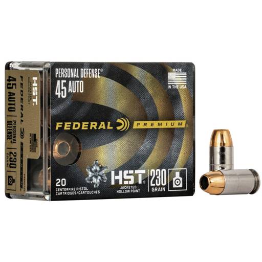 Federal P45HST2S Premium Personal Defense HST 45 ACP 230 Grain Jacketed Hollow Point 20 Round Box
