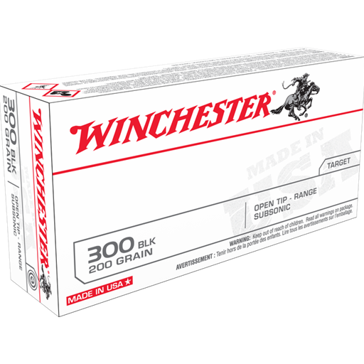 Winchester USA300BLKX USA White Box 300 Blackout 200 Grain Open Tip Range Subsonic 20 Round box