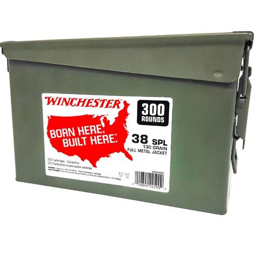 Winchester WW38C USA 38 Special 130 Grain Full Metal Jacket 300 Round Can