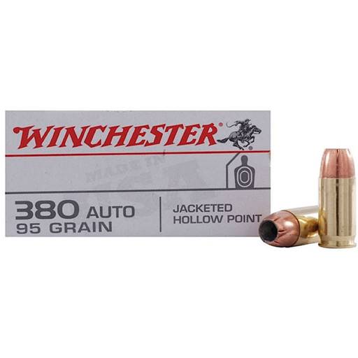 Winchester USA380JHP USA White Box 380 ACP 95 Grain Jacketed Hollow Point 50 Round Box
