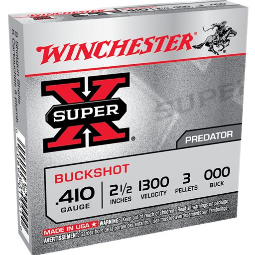 Winchester XB41000 Super X Predator 410 Gauge 2 1/2in Pellets 000 Buckshot 5 Round Box