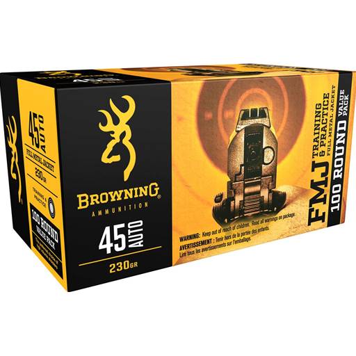Winchester B191800454 Browning Training & Practice 45 ACP 230 Grain Full Metal Jacket 100 Round Value Pack