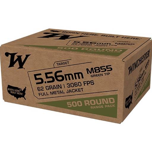 Winchester WM855500 M855 556 62 Grain Green Tip Full Metal Jacket 500 Round Box