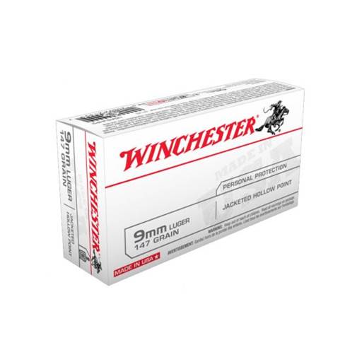 Winchester USA9JHP2 USA White Box 9mm 147 Grain Jacketed Hollow Point 50 Round Box