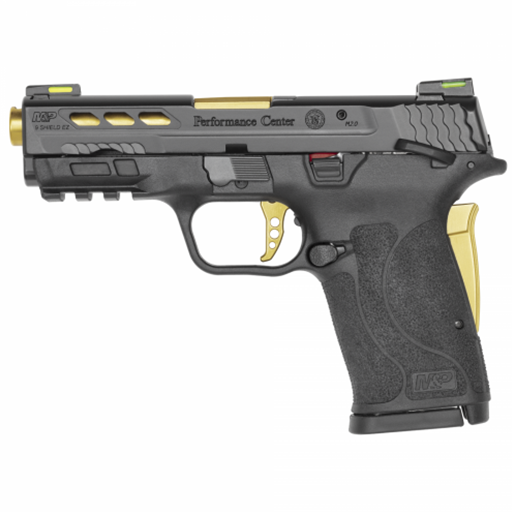 Smith & Wesson 13227 M&P Shield EZ 9MM Performance Center Window Cut Slide 3.75" Gold Barrel Thumb Safety 8 round