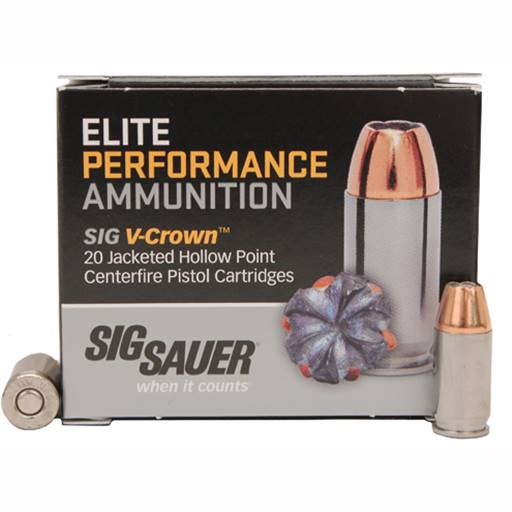 Sig Sauer E380A1-20 Elite V-Crown 380 ACP 90 Grain Jacketed Hollow Point 20 Round Box