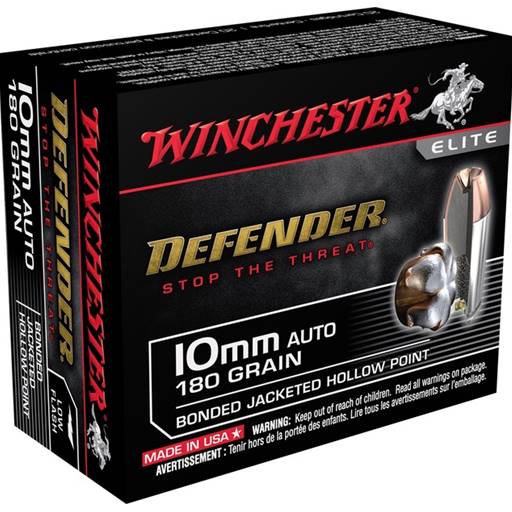 Winchester S10MMPDB Defender 10mm Auto Bonded JHP  180 Grain 20 Round Box