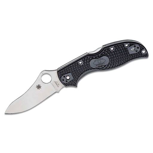 Spyderco Stretch 2 Black Handle Satin Plain Drop Point Blade C90PBK2