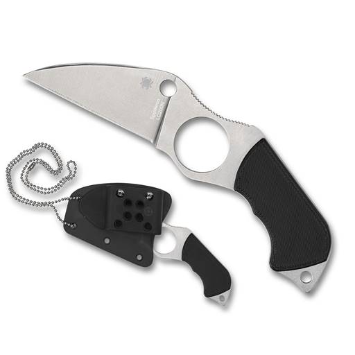 Spyderco FB14P6 Swick 6 Fixed Neck Knife Black G10 Handle Satin Plain Wharncillfe  Blade