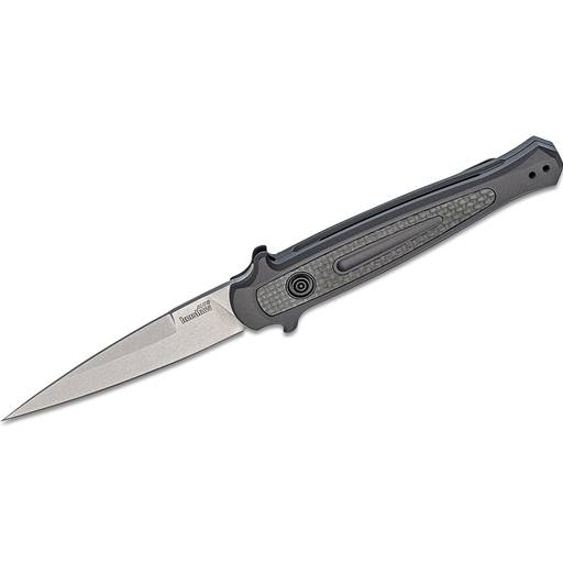Kershaw 7150 Launch 8 Push Button Auto Grey and Carbon Hanble Stonewash Spearpoint Blade