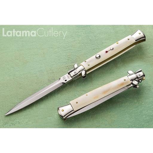 Latama WHITE BONE White Bone Scale 28CM Classic Handmade Italian Stiletto Switchblade