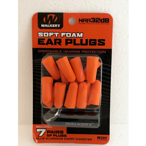 Walkers GWP-PLGCAN-OR Soft Foam Ear Plugs Orange 7 Pairs 32db