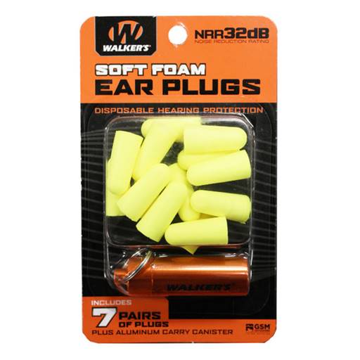 Walkers GWP-PLGCAN-YL Soft Foam Ear Plugs Yellow 7 Pairs 32db